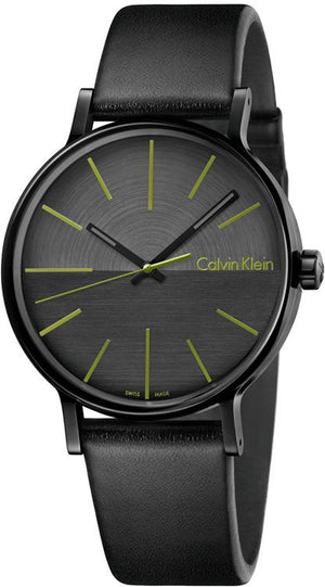Calvin Klein Boost Black Dial Black Leather Strap Watch for Men - K7Y214CL Buy Now By Calvin Klein