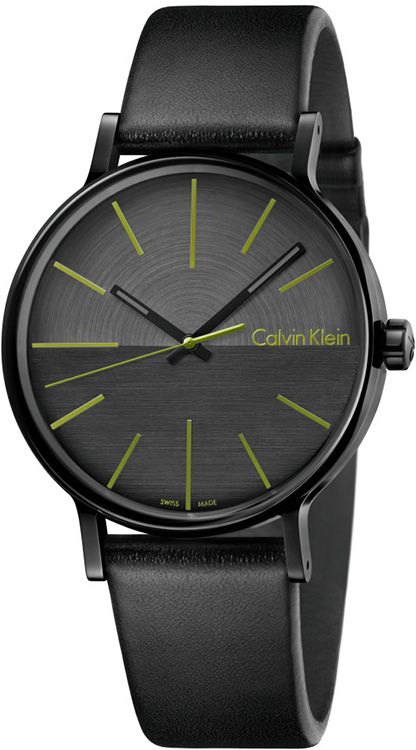 Calvin Klein Boost Black Dial Black Leather Strap Watch for Men - K7Y214CL Buy Now By Calvin Klein