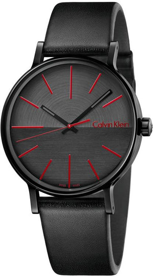 Calvin Klein Boost Black Dial Black Leather Strap Watch for Men - K7Y214CY Buy Now By Calvin Klein