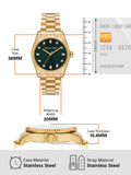 Michael Kors Lexington Three Hand Green Dial Gold Steel Strap Watch For Women - MK7449 Buy Now By Michael Kors
