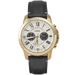 Fossil Grant Chronograph White Dial Black Leather Strap Watch for Men - FS5272 Buy Now By Fossil