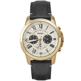 Fossil Grant Chronograph White Dial Black Leather Strap Watch for Men - FS5272 Buy Now By Fossil