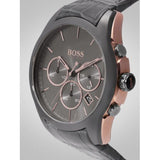 Hugo Boss Onyx Grey Dial Black Leather Strap Watch for Men - 1513366 Buy Now By Hugo Boss