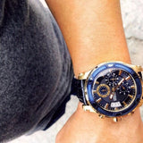 Guess Pinnacle Chronograph Quartz Blue Dial Blue Leather Strap Watch For Men - W0673G2 Buy Now By Guess