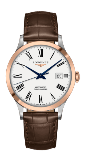 Longines Record Automatic Stainless Steel 18K Gold Watch for Men - L2.821.5.11.2 Buy Now By Longines