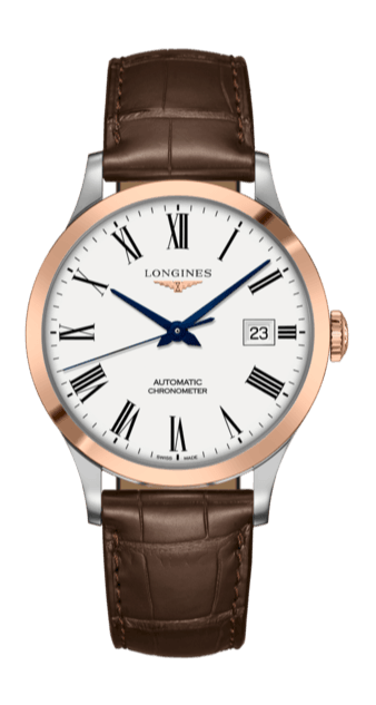 Longines Record Automatic Stainless Steel 18K Gold Watch for Men - L2.821.5.11.2 Buy Now By Longines