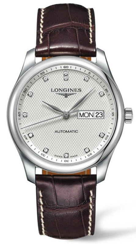 Longines Master Collection Automatic 38.5mm Silver Diamond Dial Brown Leather Strap Watch for Men - L2.755.4.77.3 Buy Now By Longines