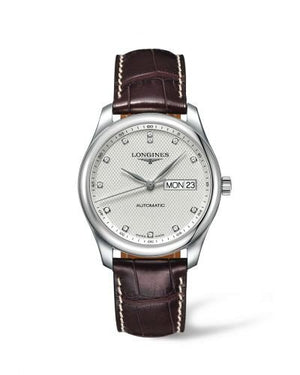 Longines Master Collection Automatic 38.5mm Silver Diamond Dial Brown Leather Strap Watch for Men - L2.755.4.77.3 Buy Now By Longines