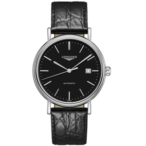 Longines Presence 38.5mm Automatic Black Dial Black Leather Strap Watch for Men - L4.921.4.52.2 Buy Now By Longines