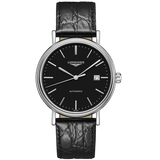 Longines Presence 38.5mm Automatic Black Dial Black Leather Strap Watch for Men - L4.921.4.52.2 Buy Now By Longines