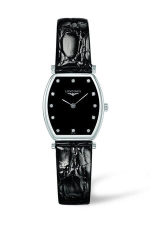 Longines La Grande Classique de Longines Tonneau Black Dial Black Leather Strap Watch for Women - L4.205.4.58.2 Buy Now By Longines