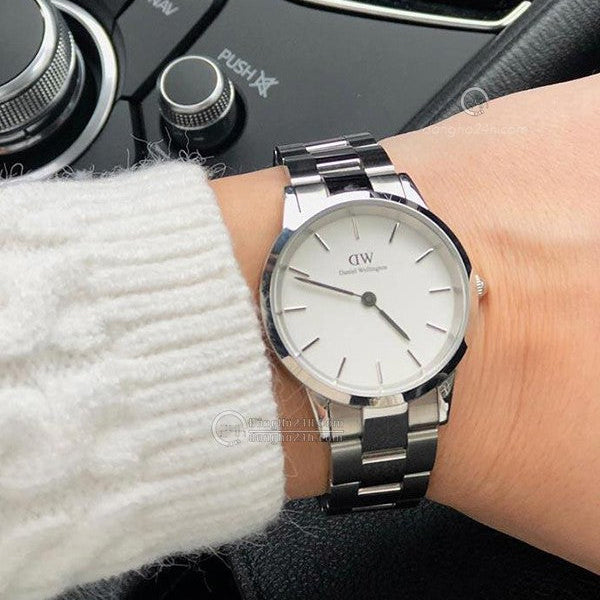 Daniel Wellington Iconic Link White Dial Silver Steel Strap Watch For Women - DW00100205 Buy Now By Daniel Wellington