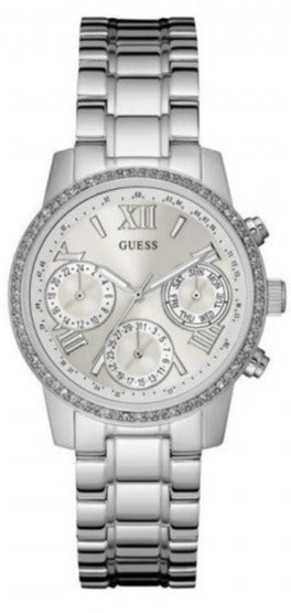 Guess Mini Sunrise Chronograph Quartz Silver Dial Silver Steel Strap Watch For Women - W0623L1 Buy Now By Guess