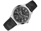Guess Wafer Analog Black Dial Black Leather Strap Watch For Men - W70016G1 Buy Now By Guess