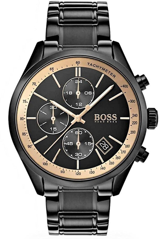 Hugo Boss Grand Prix Black Dial Black Steel Strap Watch for Men - 1513578 Buy Now By Hugo Boss