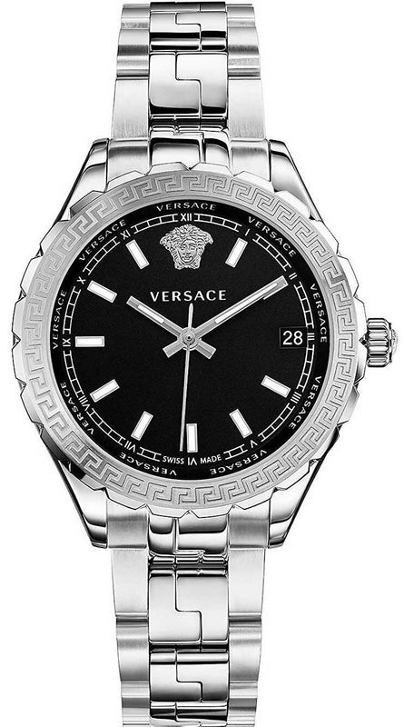 Versace Hellenyium Black Dial Silver Steel Strap Watch for Women - V12020015 Buy Now By Versace