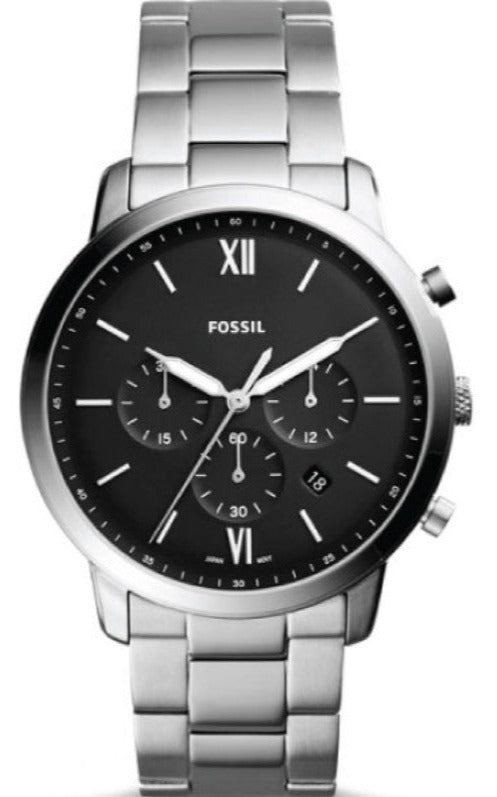 Fossil Neutra Chronograph Black Dial Silver Steel Strap Watch for Men - FS5384 Buy Now By Fossil