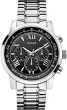 Guess Horizon Chronograph Quartz Black Dial Silver Steel Strap Watch For Men - W0379G1 Buy Now By Guess