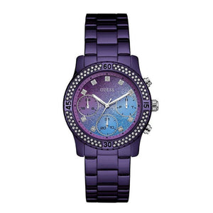 Guess Confetti Diamonds Purple Dial Purple Steel Strap Watch for Women - W0774L4 Buy Now By Guess