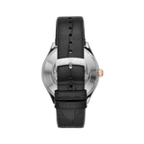 Emporio Armani Zeta Skeleton Automatic Silver Dial Black Leather Strap Watch For Men - AR60018 Buy Now By Emporio Armani
