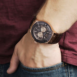 Guess Rigor Analog Brown Dial Brown Leather Strap Watch For Men - W0040G3 Buy Now By Guess