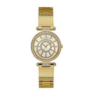 Guess Muse Crystals White Dial Rose Gold Steel Strap Watch For Women - W1008L2 Buy Now By Guess