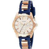 Guess Interpid White & Rose Gold Dial Blue Silicone Strap Watch For Women - W0325L8 Buy Now By Guess