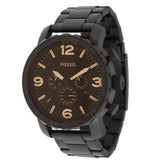 Fossil Nate Chrongraph Ion Plated Black Dial Black Steel Strap Watch for Men - JR1356 Buy Now By Fossil