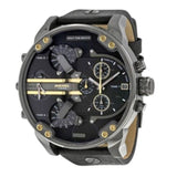 Diesel Mr Daddy 2.0 Chronograph Black Dial Black Leather Strap Watch For Men - DZ7348 Buy Now By Diesel