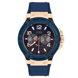 Guess Rigor Blue Dial Blue Silicone Strap Watch For Men - W0247G3 Buy Now By Guess