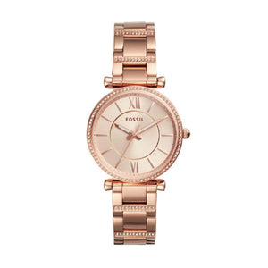 Fossil Carlie Rose Gold Dial Rose Gold Steel Strap Watch for Women - ES4301 Buy Now By Fossil