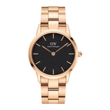 Daniel Wellington Iconic Link Black Dial Rose Gold Steel Strap Watch for Women - DW00100210 Buy Now By Daniel Wellington