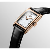 Longines Dolcevita Diamonds Mother of Pearl White Dial Black Leather Strap Watch for Women - L5.258.8.87.0 Buy Now By Longines