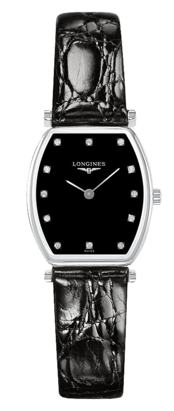 Longines La Grande Classique de Longines Tonneau Black Dial Black Leather Strap Watch for Women - L4.205.4.58.2 Buy Now By Longines