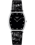 Longines La Grande Classique de Longines Tonneau Black Dial Black Leather Strap Watch for Women - L4.205.4.58.2 Buy Now By Longines