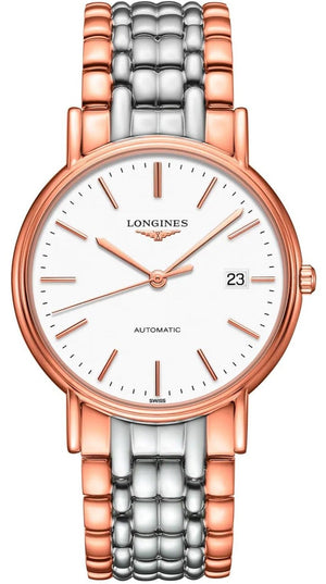 Longines Presence 38.5mm Automatic White Dial Two Tone Steel Strap Watch for Men - L4.921.1.12.7 Buy Now By Longines