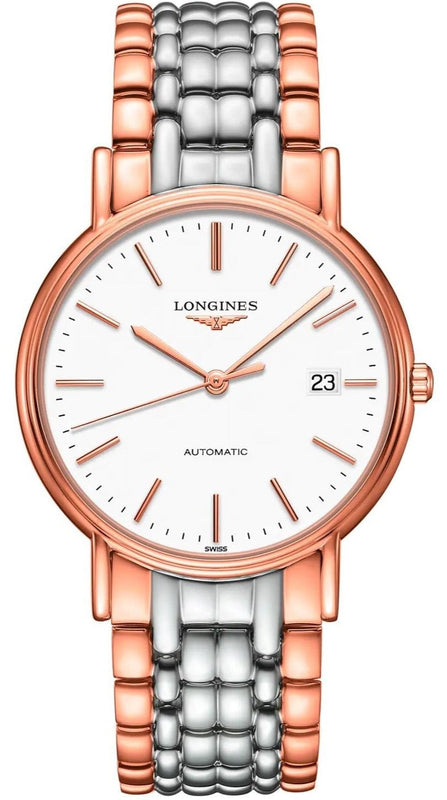 Longines Presence 38.5mm Automatic White Dial Two Tone Steel Strap Watch for Men - L4.921.1.12.7 Buy Now By Longines