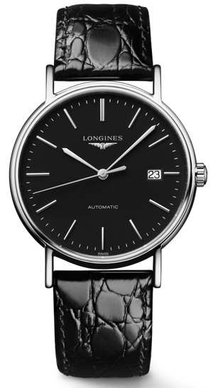 Longines Presence 38.5mm Automatic Black Dial Black Leather Strap Watch for Men - L4.921.4.52.2 Buy Now By Longines