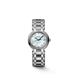 Longines PrimaLuna 26.5mm Automatic White Mother of Pearl Dial Silver Stainless Steel Watch for Women - L8.111.0.87.6 Buy Now By Longines