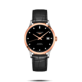 Longines Record Black Dial Black Leather Strap Watch for Men - L2.821.5.57.2 Buy Now By Longines