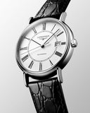 Longines Presence 38.5mm Automatic White Dial Black Leather Strap Watch for Men - L4.921.4.11.2 Buy Now By Longines