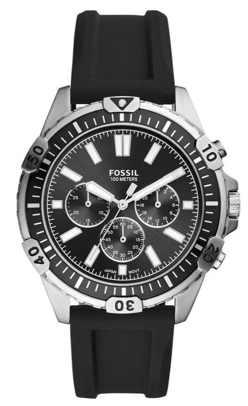 Fossil Garrett Chronograph Black Dial Black Rubber Strap Watch for Men - FS5624 Buy Now By Fossil