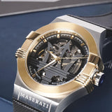 Maserati Potenza Automatic Skeleton Dial Black Leather Strap Watch For Men - R8821108011 Buy Now By Maserati