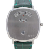 Gucci Grip Quartz Silver Dial Green Leather Strap Watch For Women - YA157414 Buy Now By Gucci
