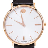 Movado Ultra Slim White Dial Brown Leather Strap Watch For Men - 0607089 Buy Now By Movado