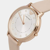 Emporio Armani Kappa Rose Gold & White Dial Beige Nude Leather Strap Watch For Women - AR2510 Buy Now By Emporio Armani