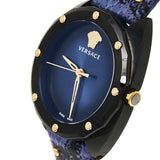 Versace Shadov Quartz Black Dial Blue Leather Strap Watch for Men - VEBM00418 Buy Now By Versace