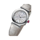 Bvlgari LVCEA Diamonds Silver Mother of Pearl Dial Silver Leather Strap Watch for Women - LVCEA103367 Buy Now By Bvlgari