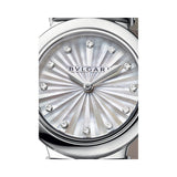 Bvlgari LVCEA Diamonds Silver Mother of Pearl Dial Silver Leather Strap Watch for Women - LVCEA103367 Buy Now By Bvlgari