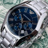 Emporio Armani Classic Blue Dial Silver Steel Strap Watch For Men - AR1635 Buy Now By Emporio Armani